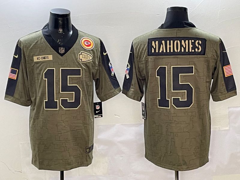 Men Kansas City Chiefs 15 Mahomes Green 2025 Nike Salute to Service Limited NFL Jersey style 4